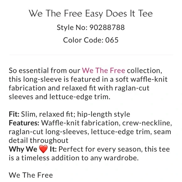 Free People We The Free Easy Does It Tee NWT L - Picture 5 of 12